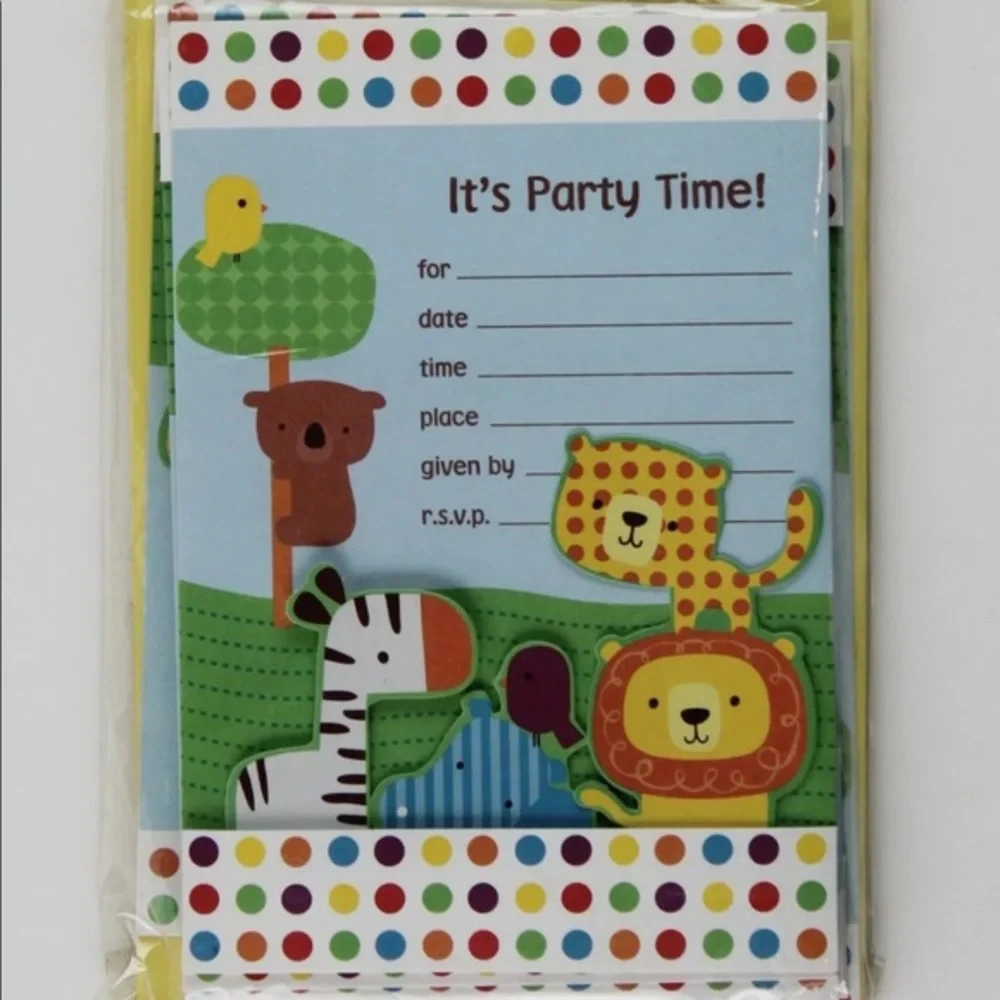 Hallmark 10 Invitations It’s Party Zoo Animals 3D